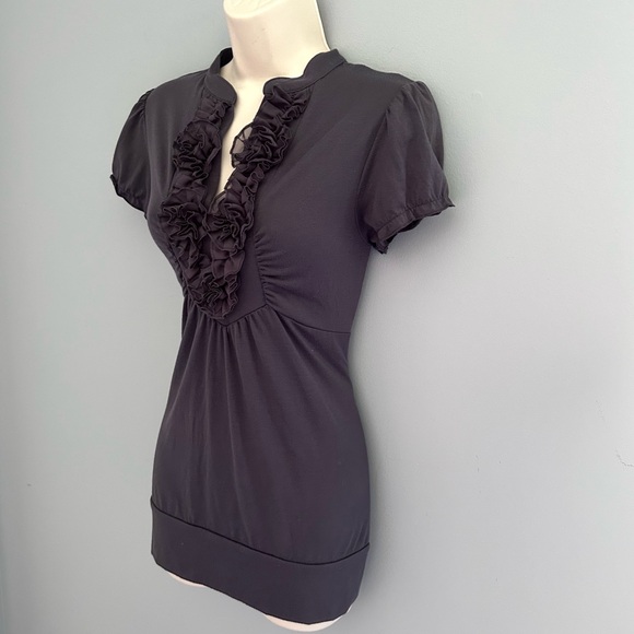 🌷 Y2K Vintage Ruffled Babydoll Top Purple Gray Size Medium - Picture 4 of 12